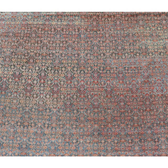Hand-Knotted Antique Persian Long Gallery Senneh in Wool With All-Over Design For Sale - Image 11 of 16