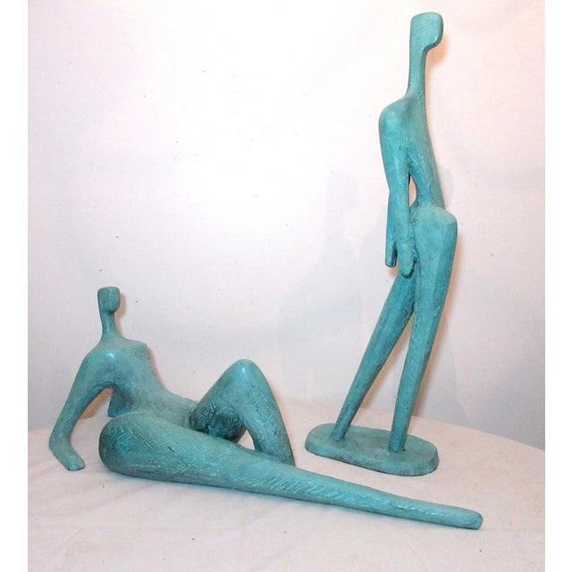Up for sale is a very large 2 piece original Itzik Benshalom modern bronze statue. They are both signed and are part of a...