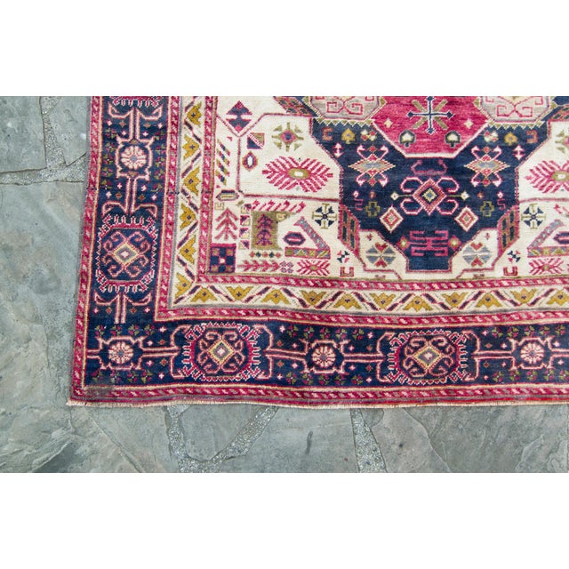 Raspberry Red 1940s Vintage Anatolian Red Wool Wide Hand-Knotted Rug For Sale - Image 8 of 11