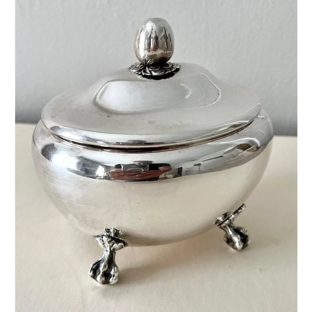 Traditional Silver Plate Hinged Oval Box on Claw Feet For Sale - Image 3 of 10
