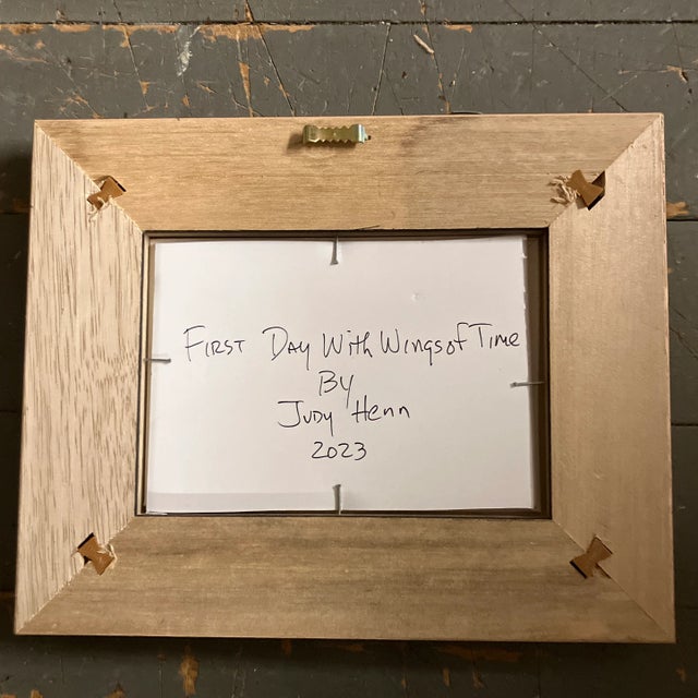 Abstract Contemporary Original Judy Henn Abstract Ink Drawing/Collage “First Day With Wings of Time” For Sale - Image 3 of 3