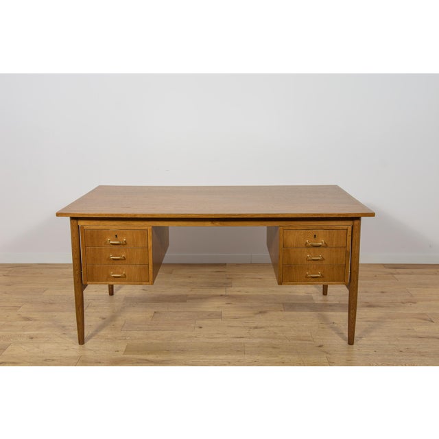 Mid-Century Modern Mid-Century Modern Oak Executive Desk, Denmark, 1960s For Sale - Image 3 of 18