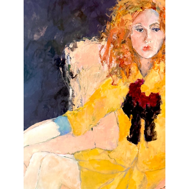 Impressionist "The Yellow Dress" Original Painting by Sandy Welch For Sale - Image 3 of 3