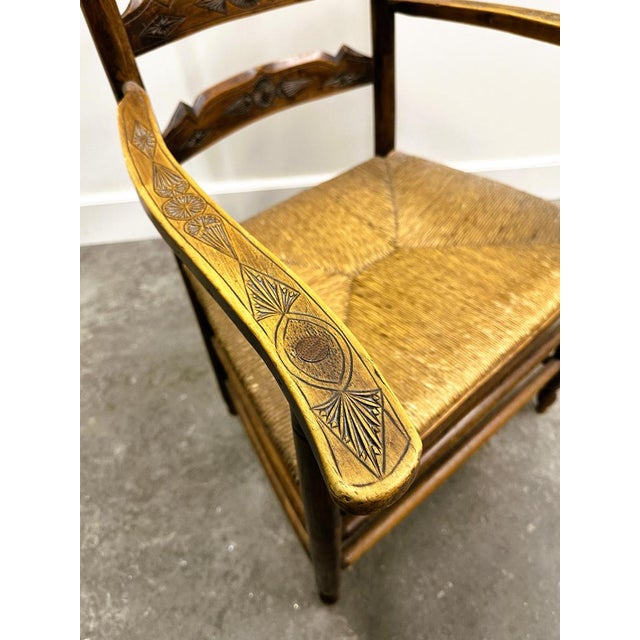 19th Century Handcrafted and Carved Ladder Back Chair, 1840s For Sale - Image 9 of 12