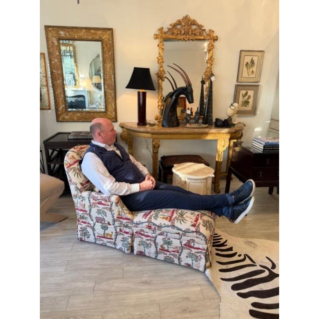 Textile Le Manach Custom Chaise Lounge Attributed to Pierre Frey For Sale - Image 7 of 7