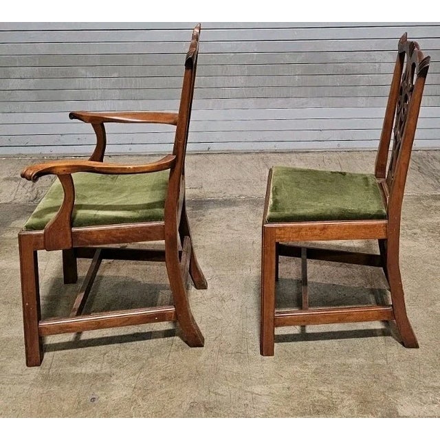 Late 20th Century Set of 6 Eldred Wheeler Chippendale Style Cherry Dining Chairs Bench Made For Sale - Image 11 of 12