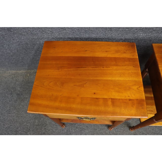Pair of Cherry Valley Stickley Cherry Wood Nightstands For Sale - Image 9 of 15