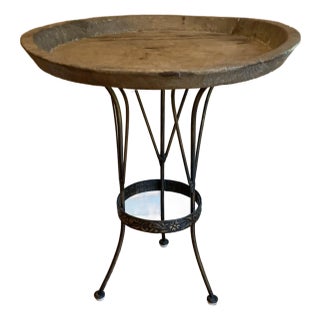 1990s Vintage Rustic Round Side Table For Sale