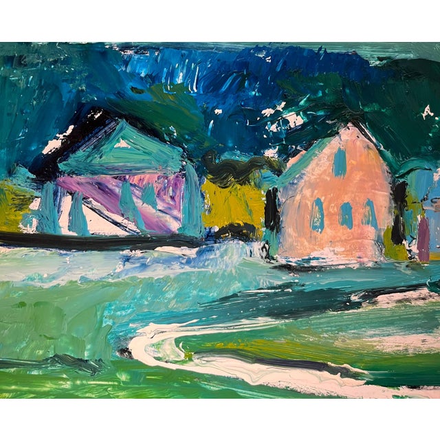 1980s Jean Krille, Landscape 131, Oil on Masonite, Framed For Sale - Image 5 of 11