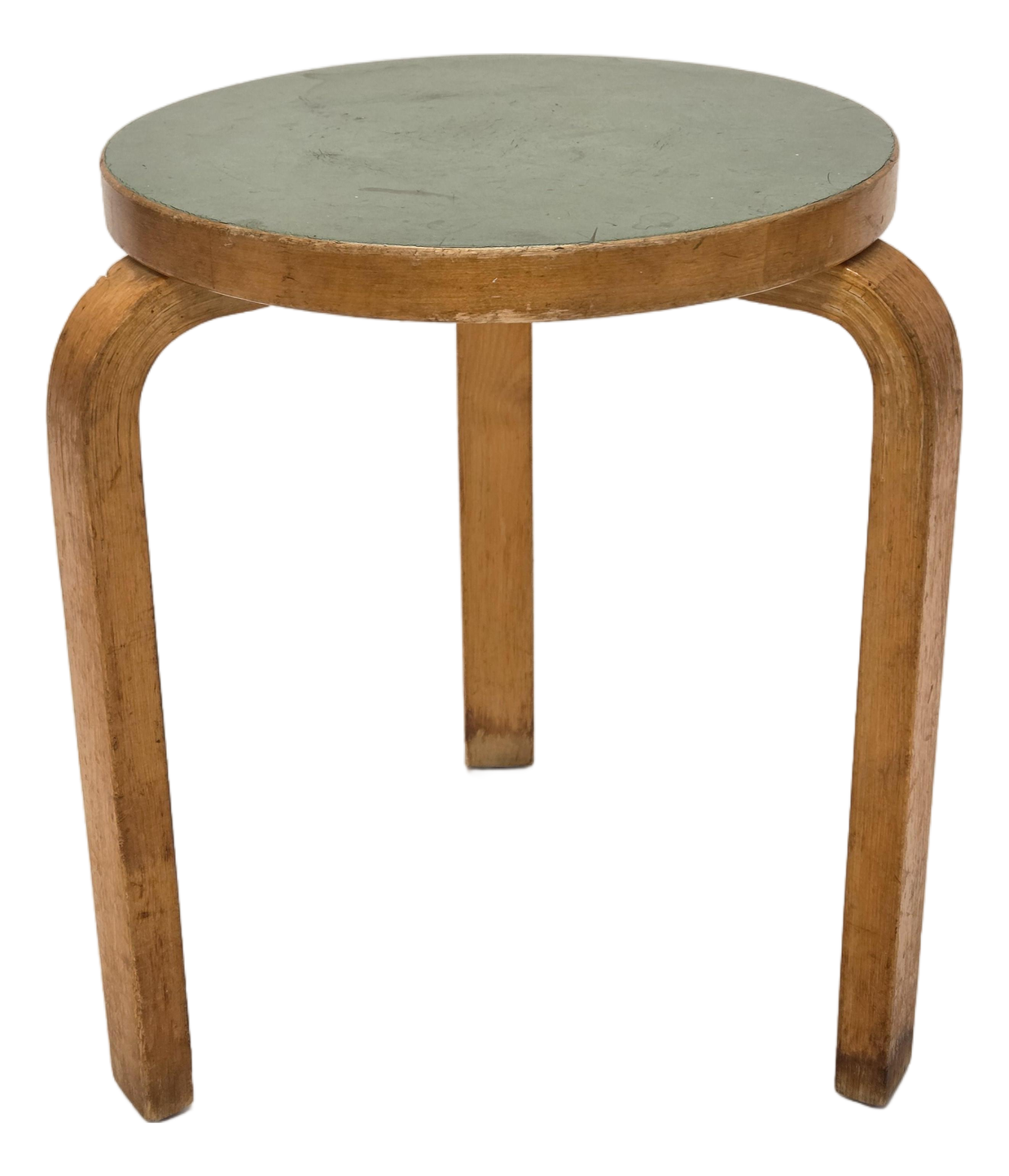 Stool 60 in Green Linoleum by Alvar Aalto for Artek, 1950s | Chairish
