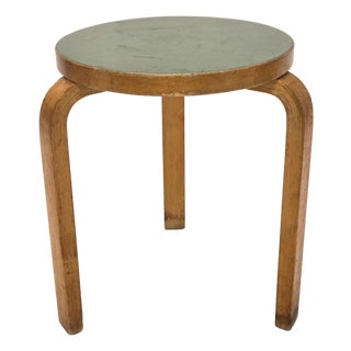 Stool 60 in Green Linoleum by Alvar Aalto for Artek, 1950s For Sale