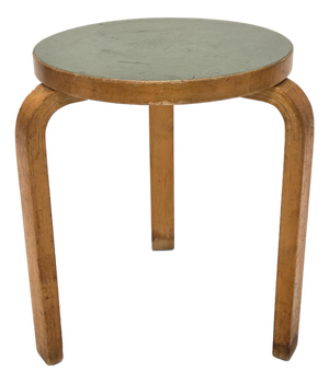 Stool 60 in Green Linoleum by Alvar Aalto for Artek, 1950s