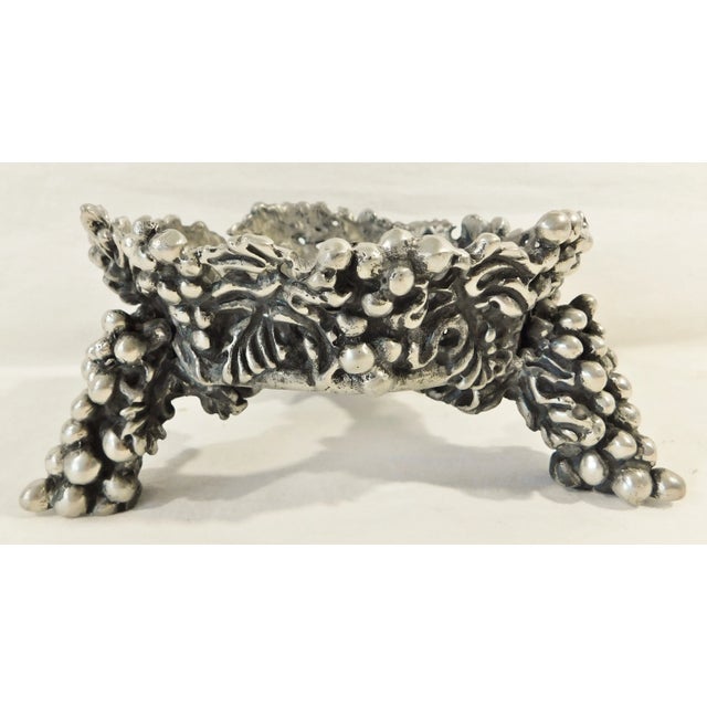 Lazaro Diaz New York Ornate Solid Pewter Grapes & Leaves Footed Pedestal For Sale - Image 9 of 9