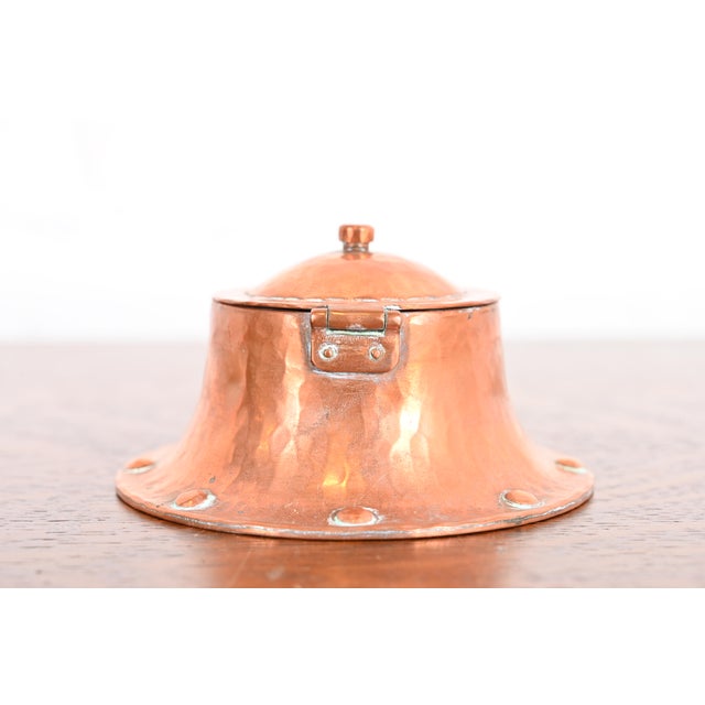 Arts & Crafts Roycroft Arts & Crafts Hammered Copper Inkwell For Sale - Image 3 of 12