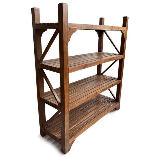 Mid 20th Century Colonial Vintage Teak Wood Storage Shelf For Sale - Image 5 of 5