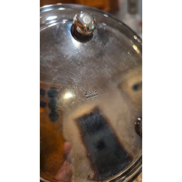 Mid 20th Century Vintage English SIlver-plated Hinged Biscuit Jar (Biscuit Barrell)/ Ice Bucket For Sale - Image 5 of 11