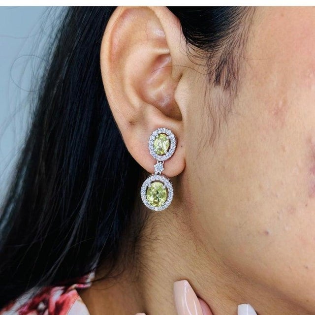 Lemon Topaz Statement Drop Earrings in 925 Sterling Silver for Her, a Pair For Sale - Image 4 of 10