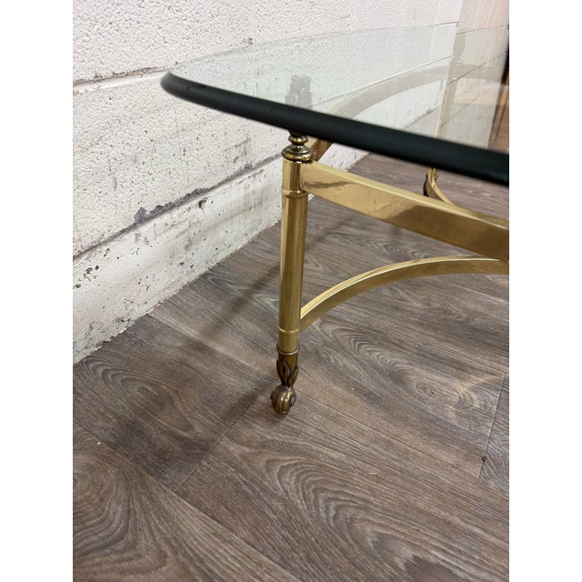 Vintage Hollywood Regency Brass Coffee Table With Beveled Glass Top For Sale - Image 12 of 13
