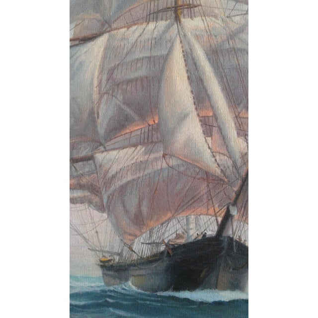 Nautical Henry Plawin (American, 1910–1986), Seascape Oil on Canvas For Sale - Image 3 of 4