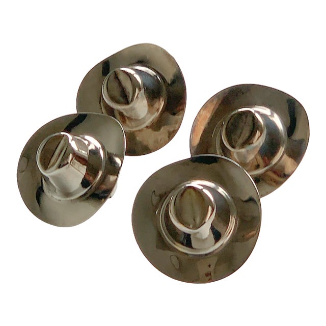 Vintage Silver-Tone Cowboy Hat Napkin Rings, Set of Four For Sale