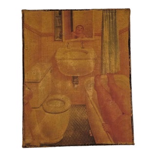 Small Painting Inspired by Botero, Circa 1980 For Sale