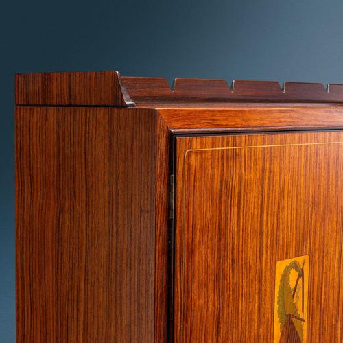 Vintage Drop-Leaf Cabinet in Exotic Wood and Brass, 1950s For Sale - Image 5 of 12