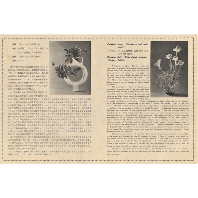 1956 Original Botanical Lithograph-Japanese Flower Arrangement Design, Matted For Sale - Image 4 of 4