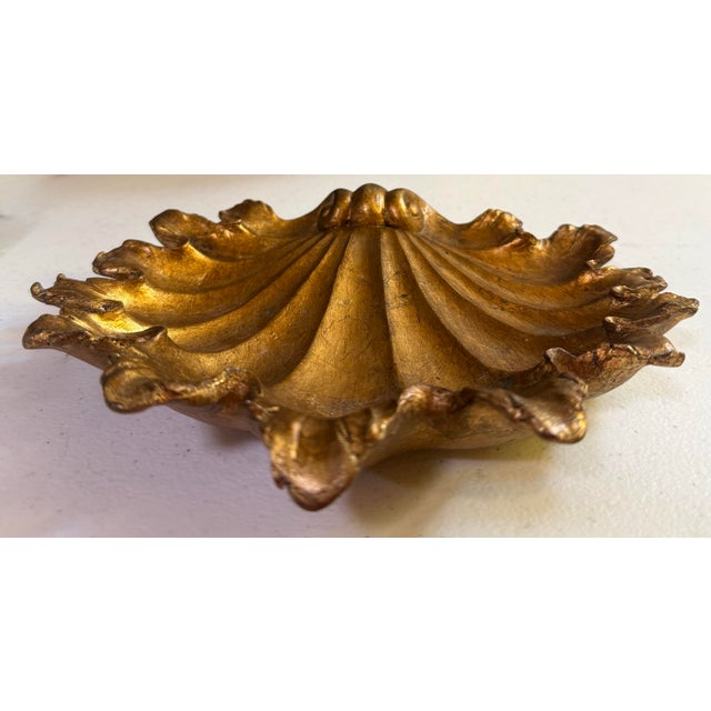 Mid 20th Century Gold-Leaf Florentine Shell Catchall For Sale - Image 11 of 11