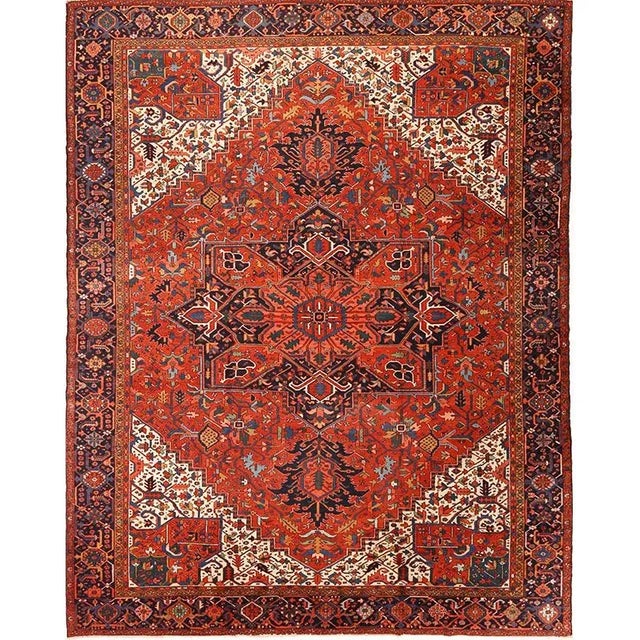 Antique Persian Heriz Area Rug 12’0″ X 15’4″ For Sale In Dallas - Image 6 of 6