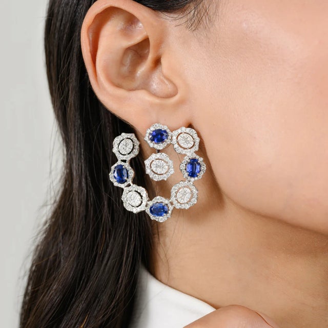 Swirl Cocktail Kyanite & Diamond Earrings, a Pair For Sale In New York - Image 6 of 11