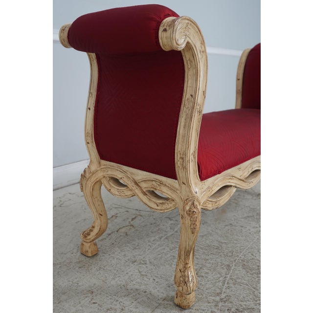 Pama French Louis XV Style Upholstered Window Bench For Sale - Image 4 of 14