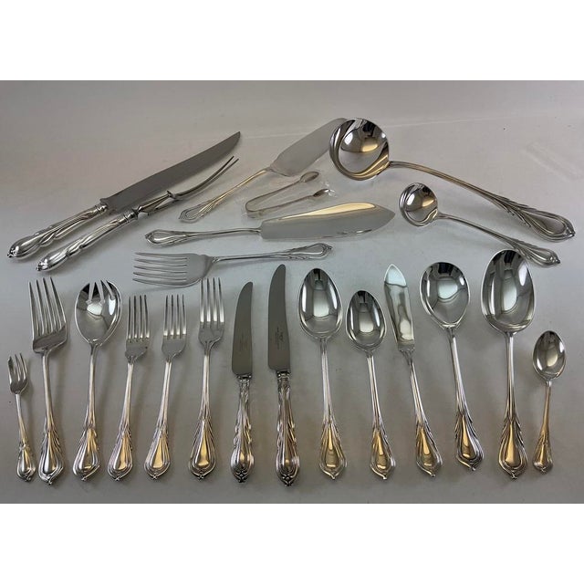 1980s Silver 12 Pair Fish Eaters, 12 Fish Forks & 12 Fish Knives, Lily - 24 pcs For Sale - Image 11 of 14