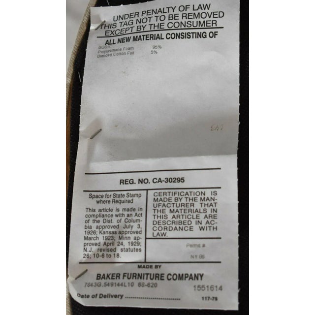 Baker Furniture Hollywood Regency Mahogany Arm Chair Gilt Accents Damask Fabric For Sale - Image 9 of 11