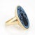 Vintage Large 14k Yellow Gold Blue Agate Family Crest Signet Oval Ring Size 6 For Sale - Image 4 of 7