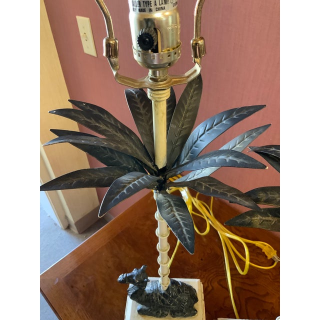 Late 20th Century Pair of Berman Camel and Palm Lamps For Sale - Image 4 of 6