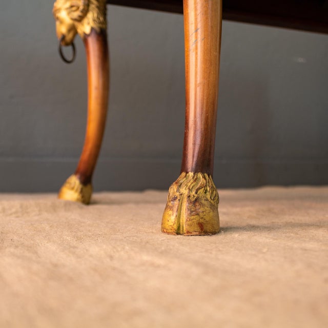 Giltwood Rams Head and Hoofed Saber Leg Burlwood Coffee Table For Sale - Image 11 of 18