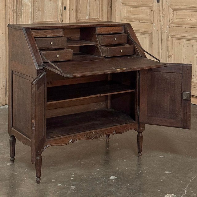 19th Century Liègeoise Louis XVI Style Solid Oak Secrétaire For Sale - Image 15 of 18