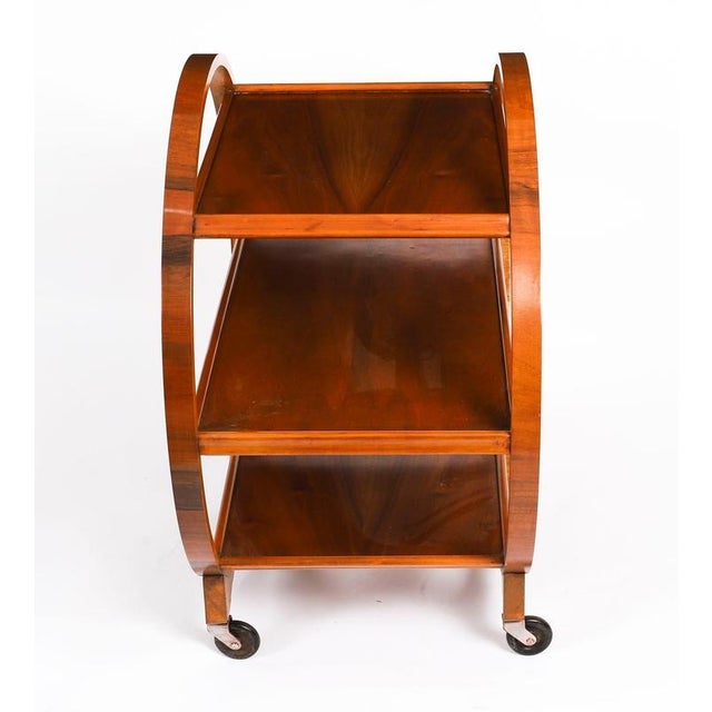 Brown Antique 20th Century Art Deco Figured Walnut Serving Trolley, 1920s For Sale - Image 8 of 12