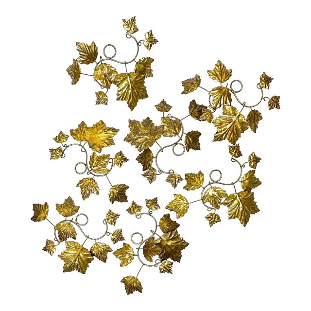 Vintage Brass Ivy Wall Hanging - 7 Pieces For Sale