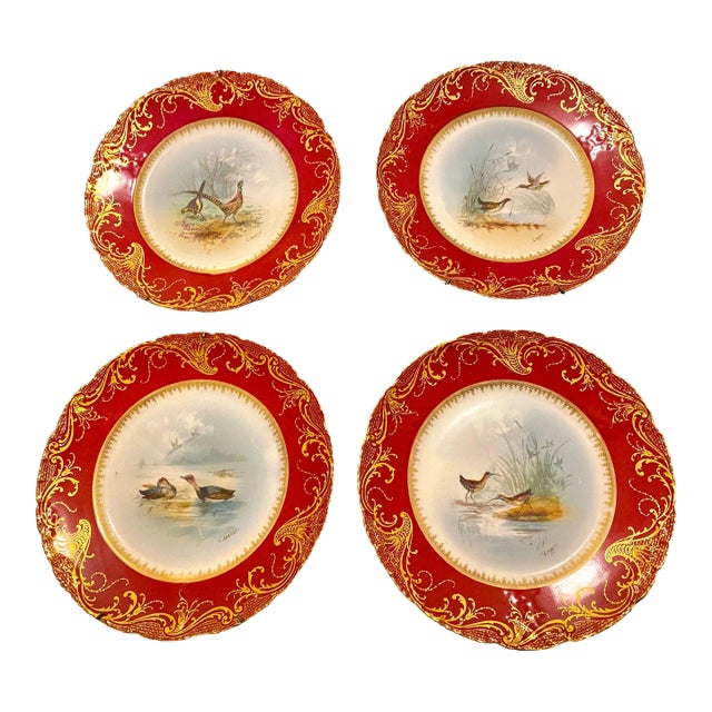 Late 19th Century Antique Limoges Cabinet Plates- Set of 4 For Sale