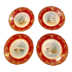 Late 19th Century Antique Limoges Cabinet Plates- Set of 4