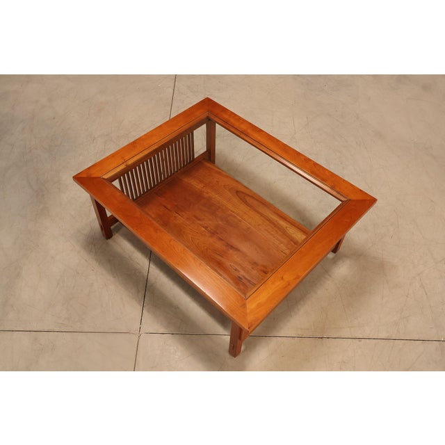 Mission Stickley Mission Collection Glass Top Cherry Cocktail Table For Sale - Image 3 of 18