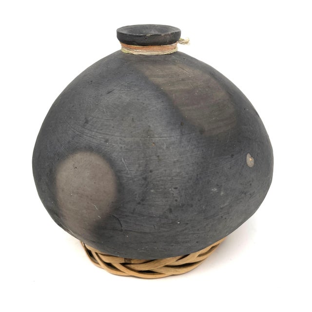 Black 1950s Pair of Black Oaxacan Mezcal Jars From Mexico - 5" H X 5.5" Diam. For Sale - Image 8 of 11