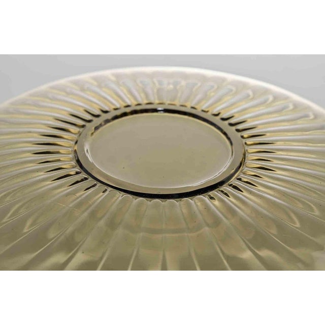 1970s Vintage Italian Art Glass Plate in Transparent Beige and Yellow, 1970s For Sale - Image 5 of 6