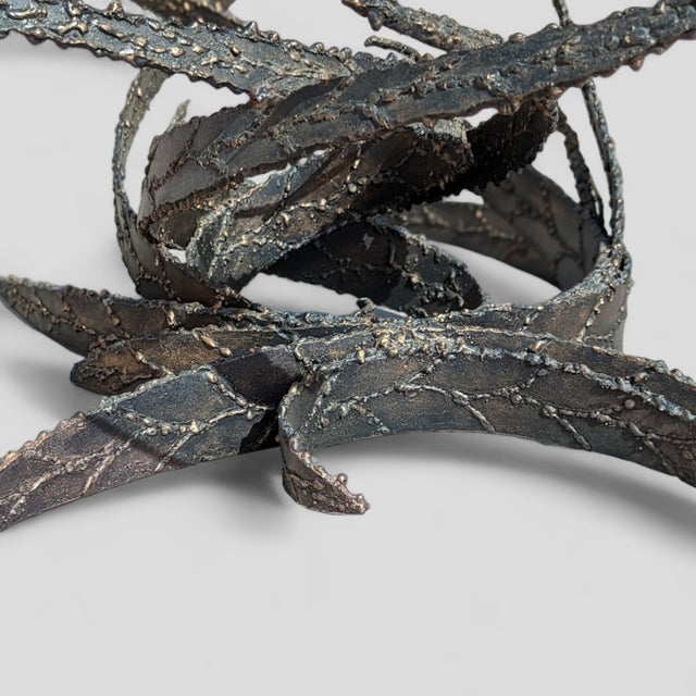 Brutalist 1972 Silas Seandel Brutalist Torch-Cut Iron and Glass Coffee Table For Sale - Image 3 of 18