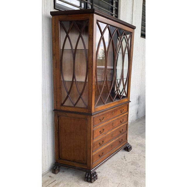 About French fruitwood wooden showcase vitrine with four-drawer Measures: Height to the drawers 33.46in. Details OF THE...