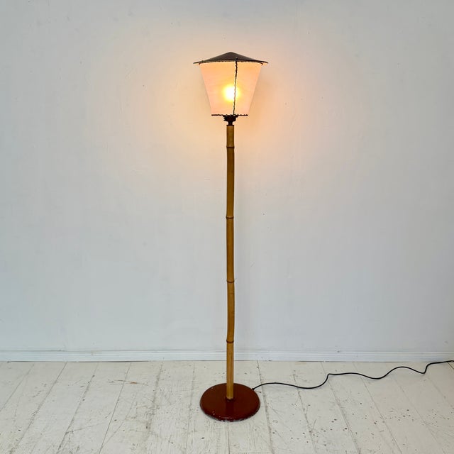 Mid-Century Modern Mid-Century Modern Italian Floor Lamp in Bamboo and Metal, 1950s For Sale - Image 3 of 9