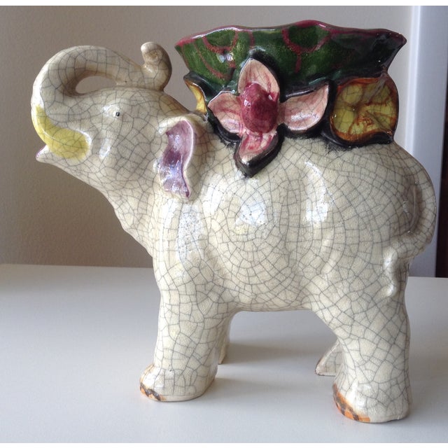 Japanese Ceramic Crackle Elephant Planter Chairish