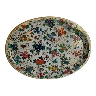 Daher 1971 Floral Oval Tray For Sale