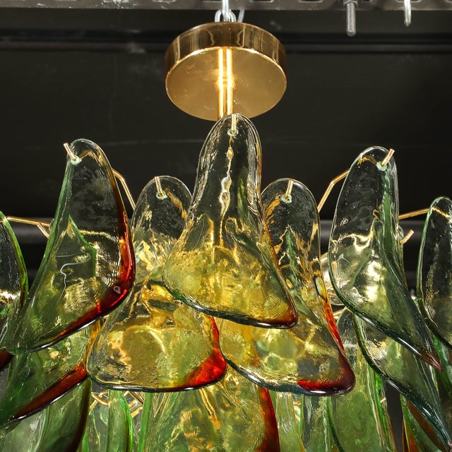 Green Mid-Century Signed Barbini Hand-Blown Murano Peacock Glass Chandelier For Sale - Image 8 of 15
